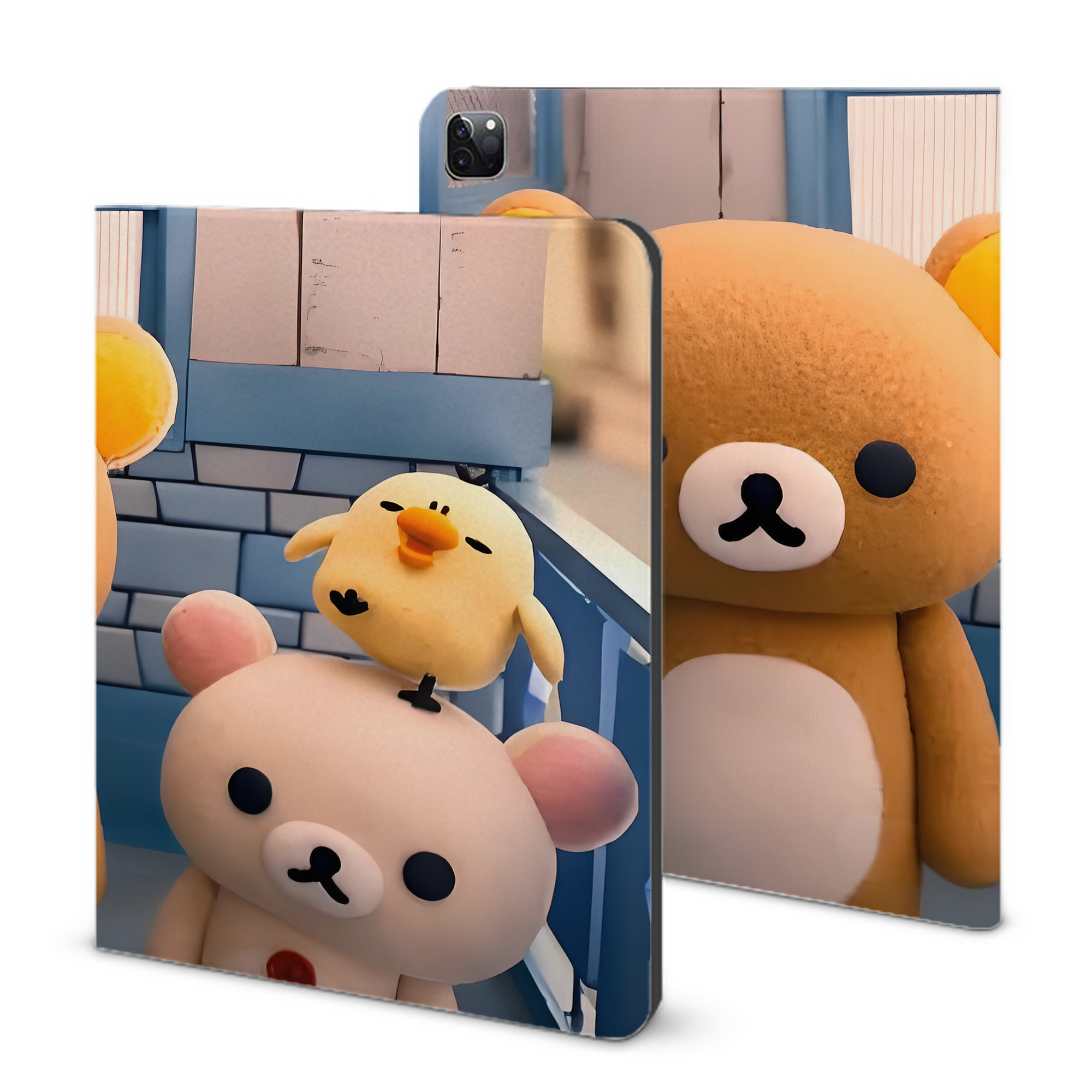 （画像用） リラックマ リラックマ キイロイトリ Rilakkuma Korilakkuma Kiiroitori IPad ケース ブック型 PUレザー TPU 耐衝撃 軽量 薄型 ペン収納なし 全面保護 IPad 各モデル対応